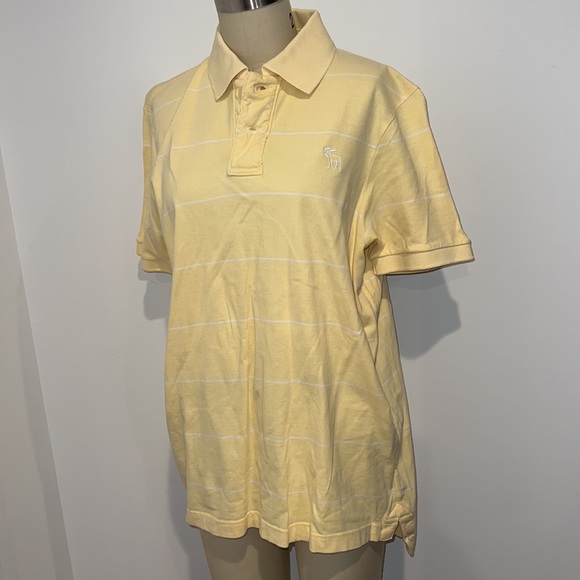 Abercrombie & Fitch Yellow and White Striped Muscle Polo - Picture 13 of 13